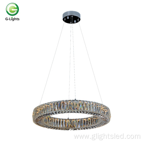 Hotel modern crystal 3000k round led pendant light